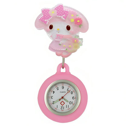 MINISO Nurse Doctor Hospital Medical Workers Lovely Cat Dog Health Care Hang Clip Badge Reel Pocket Watches Retractable Clock