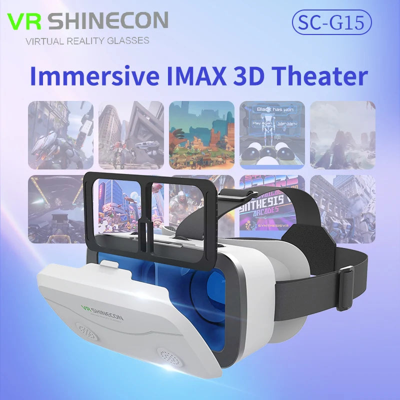 G15 IMAX Giant Screen Virtual Reality Glasses HD 3D Movie Google Cardboard Box VR Helmet for 4.7-7" Phone,Support Game Joystick