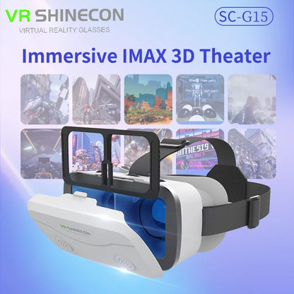G15 IMAX Giant Screen Virtual Reality Glasses HD 3D Movie Google Cardboard Box VR Helmet for 4.7-7" Phone,Support Game Joystick
