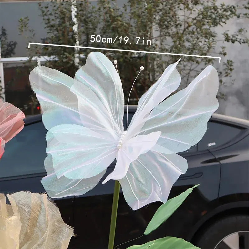 50 cm large 3D simulation butterfly, wedding festival decoration, large hanging hollow tulle fake butterfly