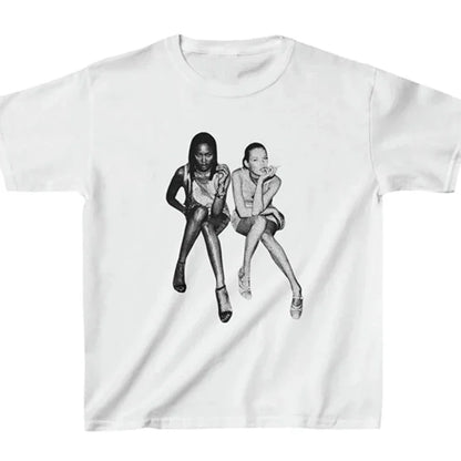 Hip Hop E-girl Graphic Print Y2K Top Summer Harajuku Aesthetics Top Vintage Punk Tee Casual Streetwear Short Sleeve T-shirt