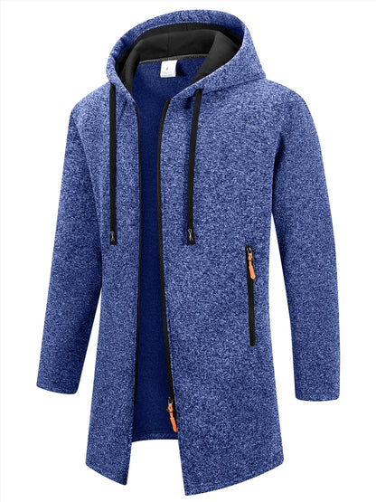 Autumn Winter Men's Hoodies Jacket Fleece Warm Zipper Hooded Sweatshirts Loose Casual Long Sleeve Coat Solid Color Outerwear
