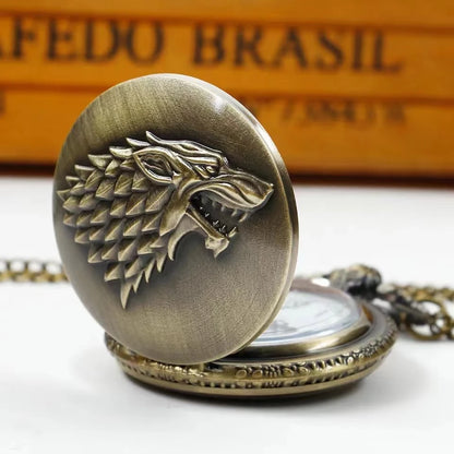 Personalized creative l Wolf Head three-dimensional carved pocket watch FOB Watch for men's Arabic numerals display quartz penda