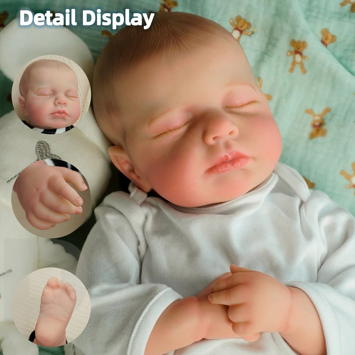 JOYORA Full Body Closed Eye Doll Newborn Baby Doll Lifelike Birthday Gift Children's Toy Christmas Gift Art Collection Doll