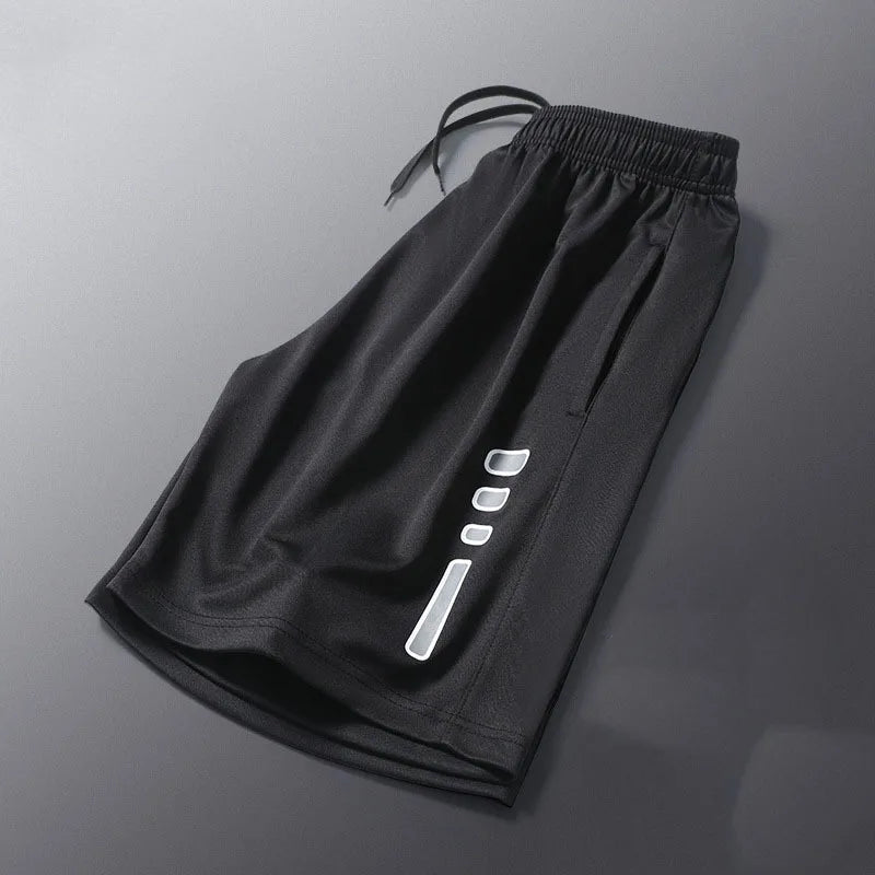 New Black Running Shorts Men Striped Printing Loose Basketball Sport Gym Breathable Shorts Fitness Training Workout Bottom Male