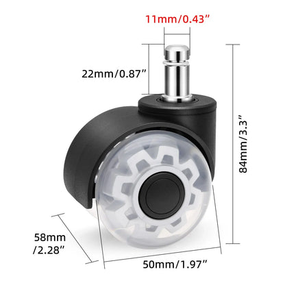 AD 5PCS Universal Mute Wheel Office Chair Caster Swivel Rubber Soft Safe Rollers Furniture Hardware Chair Wheels for Desk Office