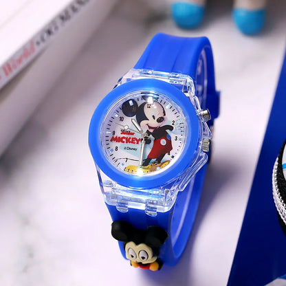 3D Mickey Children Watches Girls Color Light Source Silicone Minnie Kids Watch Ladies Quartz Clock Gifts Relogio Feminino