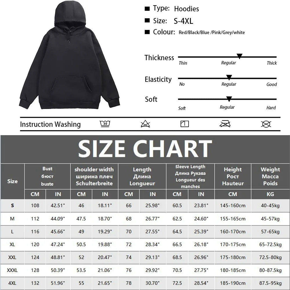 Men's Hoodies Pullover Spring Autumn Casual Hoodie Sweatshirts Solid Color Hoodies Oversize Black Sweatshirt Male Top