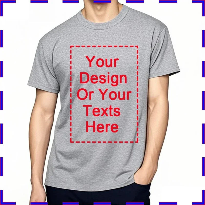 Your Design Here T Shirts Cotton Custom T-Shirt Make Your Design Logo Text for Men and Women Personalized Tshirt Summer Presents
