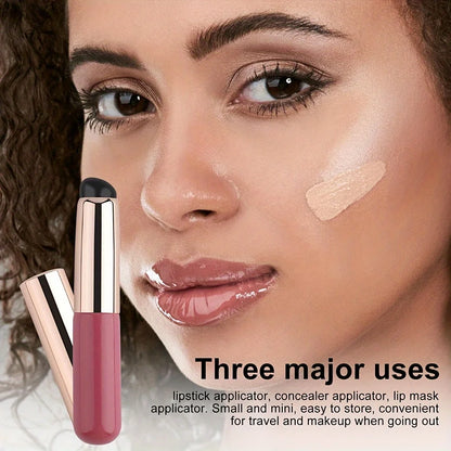 Tragbarer Lippenpinsel aus Silikon mit Abdeckung – Mini-Make-up-Applikator, einfach aufzutragen, geeignet für Lippenbalsam, Lippenstift-Hilfswerkzeug 