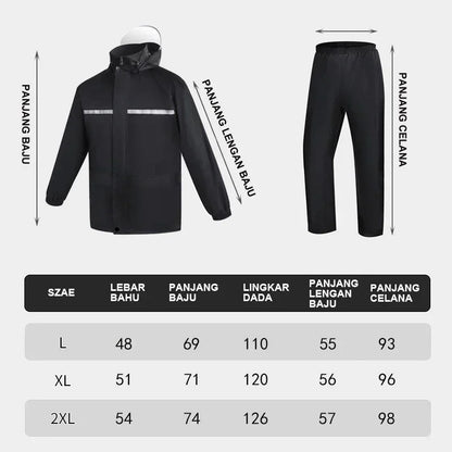 Reflective Split Rain Suit - Full Body Storm Protection for E-Bike/Motorcycle Delivery Riding