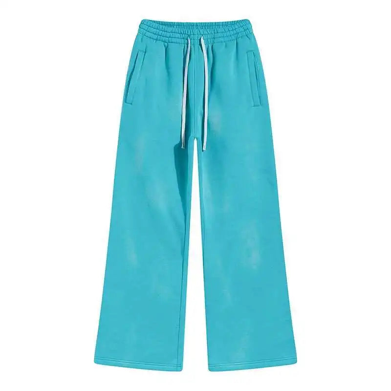 IEFB Spring New Trendy Sets Washed Sweatshirt Sweatpants Splash-ink Spray Dye Velvet Hoodies Autumn Male Wear Menwear 9W125