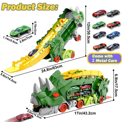 New product folding dinosaur Transporter Car Toys competitive game roll to eat & store die-cast cars£¨Come with2 Metal Cars£©