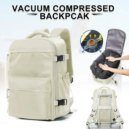 Fashion College Backpack Men Vacuum Compression Backpack, Women Men 15.6in Laptop Backpack Expand Hiking Vacuum Travel Backpack