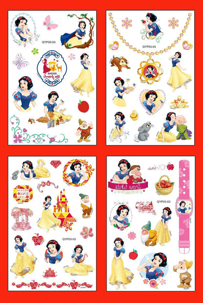 4Pcs/set Tattoo stickers Disney Stitch Princess Sofia Unicorn Frozen Action Cars Cartoon Sticker For Birthday Party Gift