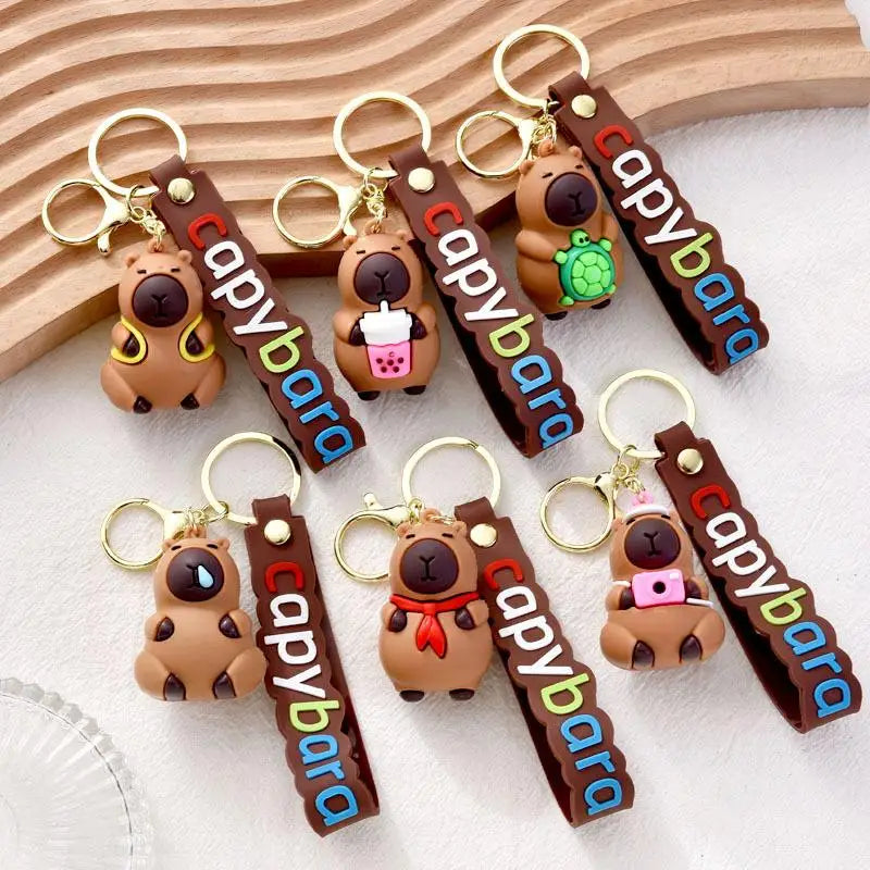 Gentle Animal Capybara Keychains for Accessories Bag Shadow Goofy Cartoon Keyrings Jewelry Fans Friends Gifts NEW