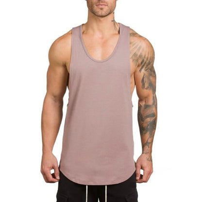 Cotton Breathable Sleeveless T-Shirt Gym Fitness Bodybuilding Training Clothing Mens Running Sport Solid Color Muscle Tank Tops