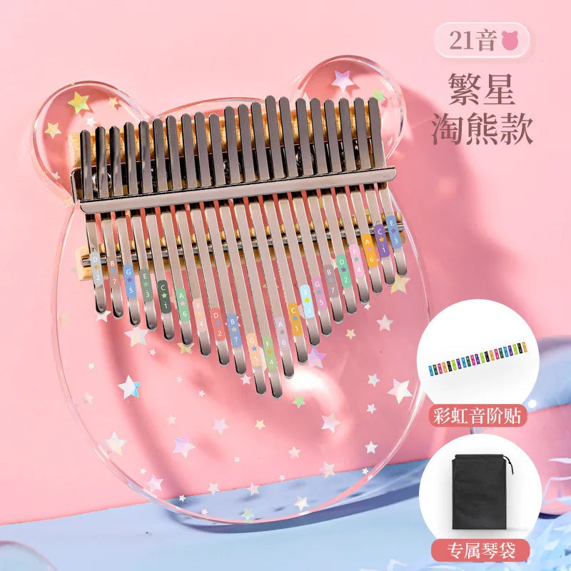 HLURU Kalimba 17 21 Key Thumb Piano Crystal Acrylic Kalimba 17 21 Key Finger Piano For Beginners And Child Keyboard Instrument