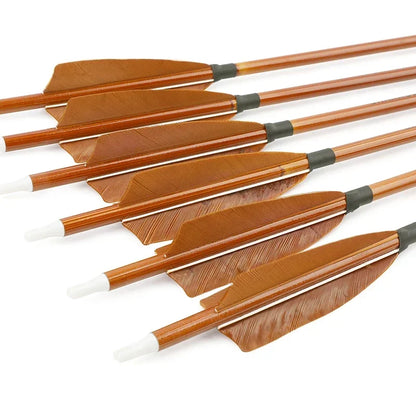 6/12pcs Mixed Carbon Arrows SP500 31.5" Inset Nock 4inch Brown Turkey Feathers ID 6.2mm OD7.8mm for Bow Archery Shooting Hunting