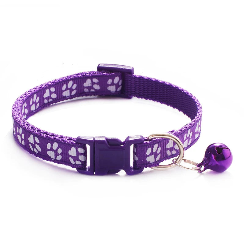 Hot pet cat bell collar dog print cat collar multi-color optional necklace ring cat rope collar pet supplies
