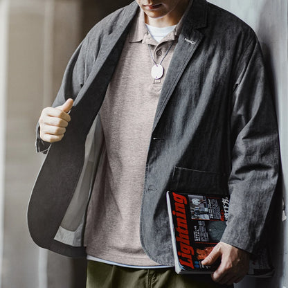 Maden New Casual Suit with Irregular Pattern Design Lapel Loose Blazers Cotton Jacket for Men's Spring and Autumn