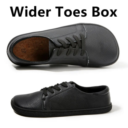 TONGLEPAO spring, autumn, barefoot, genuine leather men's women's sneakers with zero drop flat soft sole wider toe box light