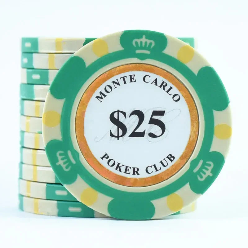 Monte Dollar Carlo Coins 10pcs Golden Clay Poker Chips Casino Coins 14gram Clay Coin Poker Chips Entertainment
