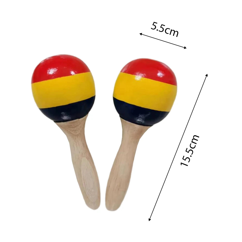 1 Pair Wooden Maracas Sand Hammer Rumba Shakers Rattles Sand Hammer Percussion Instrument Musical Toy for Kid Children Games