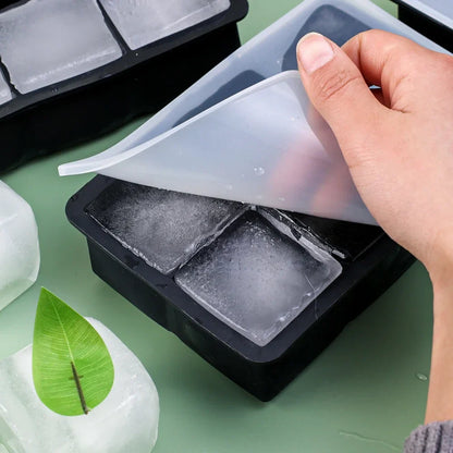 4/6/8/Grid Big Ice Tray Mold Box Large Food Grade Silicone Ice Cube Square Tray Mold Diy Bar Pub Wine Ice Blocks Maker Model