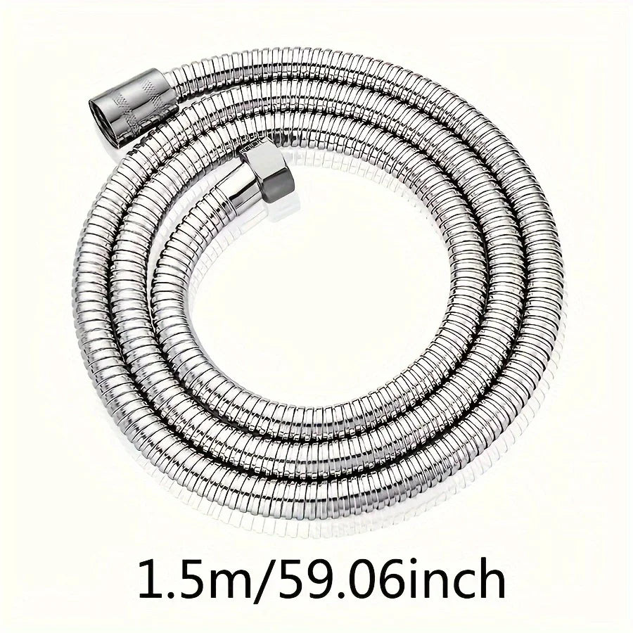 1pc Flexible Stainless Steel Shower Hose - 1.5m/2m/3m, Explosion-Proof with Electroplated Metal Finish, Easy Wall-Mount Installa