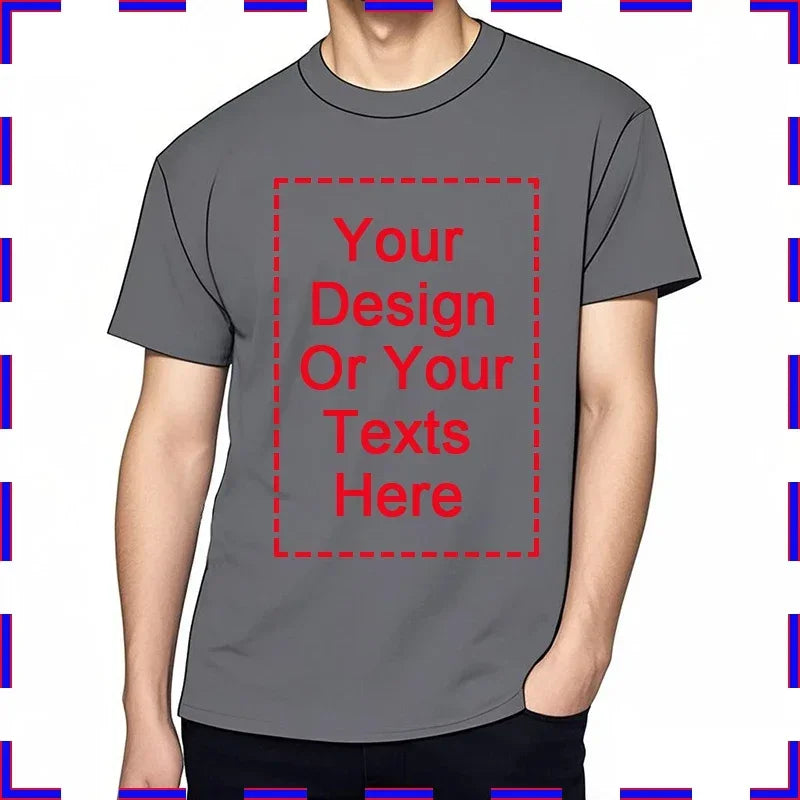 Your Design Here T Shirts Cotton Custom T-Shirt Make Your Design Logo Text for Men and Women Personalized Tshirt Summer Presents