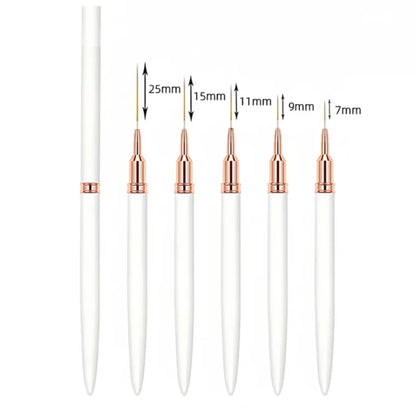5pcs Nail Art Liner Brush Set UV Gel Nail Brushes Kits French Stripe Line Painting Drawing Flower Pen Professional Manicure Tool