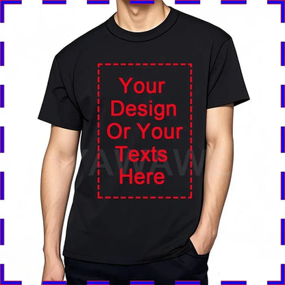 Your Design Here T Shirts Cotton Custom T-Shirt Make Your Design Logo Text for Men and Women Personalized Tshirt Summer Presents