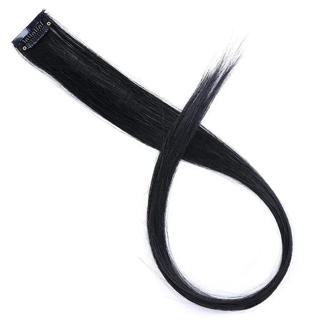 5PCS 22Inch Synthetic Long Straight Hair Clips Rainbow Hair Extension Colored Red Green Blue Hairpiece for Women