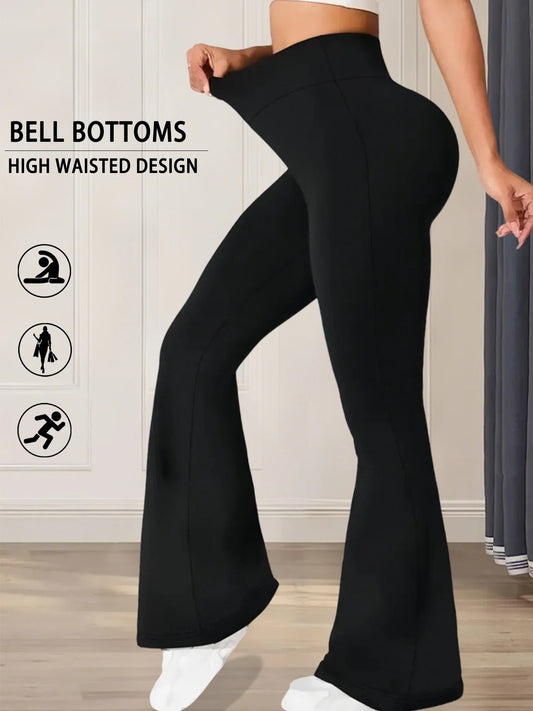 Women's Super Soft Flare Pants High Waisted Tummy Control Workout Yoga Leggings Bell Bottoms