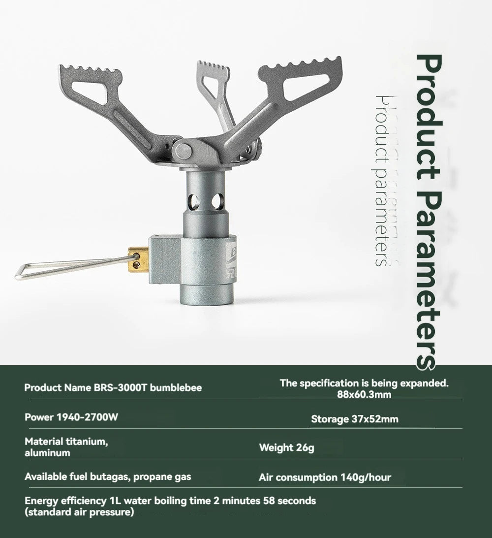 BRS-3000T Titanium Mini Camping Gas Burners 25g One-Piece Pocket Stove Outdooor Hiking Folding Cooking Furnace Portable ?