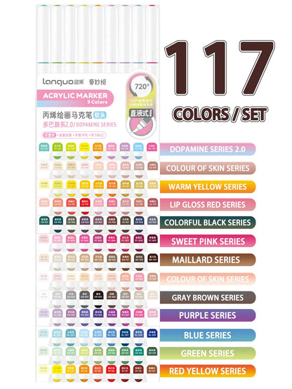 Languo 9pcs/box Soft Brush Acrylic Marker Pen Set£¬DIY Hand Drawn,Paint Art Markers pens,Student Graffiti Acrylic Paint Pens,M720