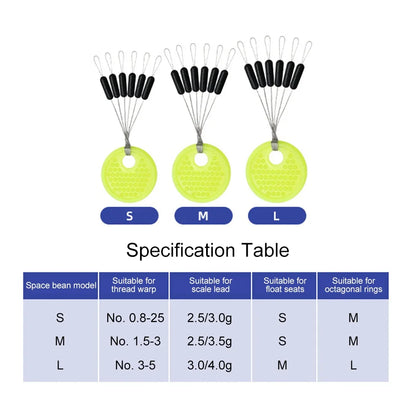 60pcs/Set 10 Group Rubber Space Beans?Stopper Oval/Long Column Shaped Fishing Line Space Beans Vertical Beans Fish Bobber Tools