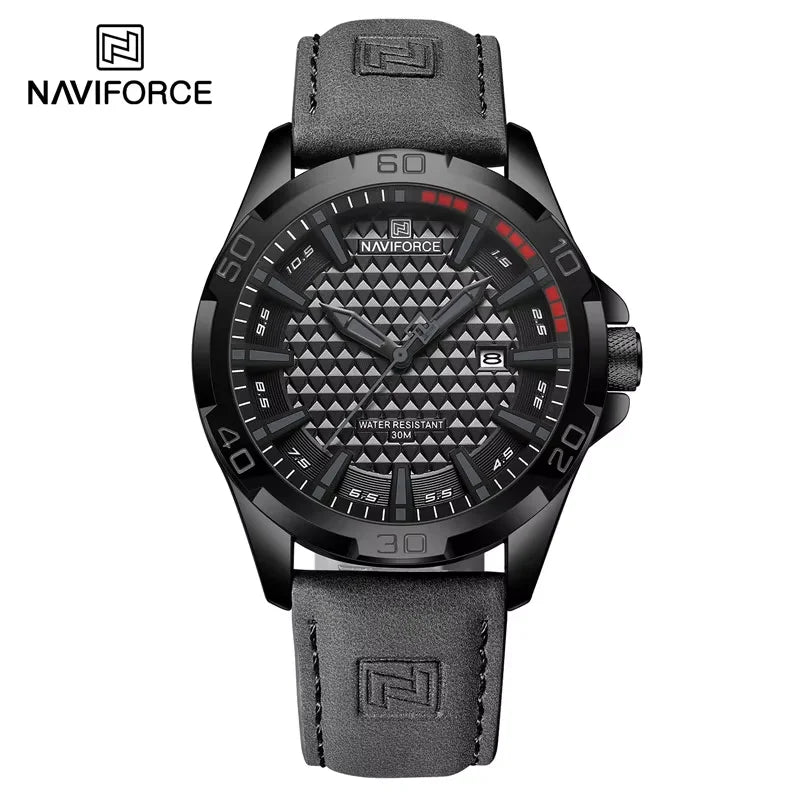 NAVIFORCE Brand Men Fashion Quartz Watches Male Leather Strap Sport Waterproof Wristwatches CalendarClock Relogio Masculino
