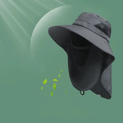 Summer Sun Hats UV Protection Outdoor Hunting Fishing Cap For Men Women Hiking Camping Visor Bucket Hat Neck Flap Fisherman Hat