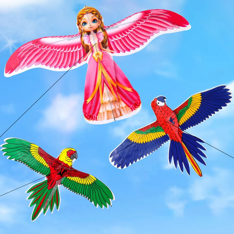 Cartoon Children Kite Mini Plastic Toys Kite + 40cm Hand Brake Fishing Rod Outdoor Fun Sports Toys Kites For Kids Gifts