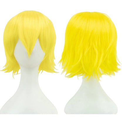 Synthetic Unisex 12 Inches Short Cosplay Hair Party BOB Wigs with Bangs Pink Blonde Orange Halloween Costume Lolita Wig