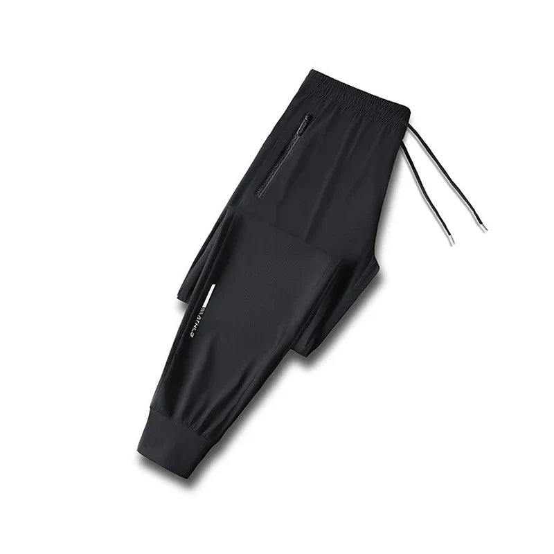 Men's spring and summer ice silk long pants slim fit new loose high elasticity fast drying outdoor running casual pants