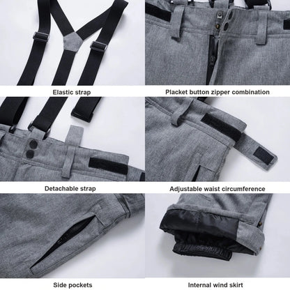 Women Winter Pant High Quality Men Thick Warm Skiing Pants Windproof Waterproof Suspender Trouser Snow Snowboard Plus Size Pants