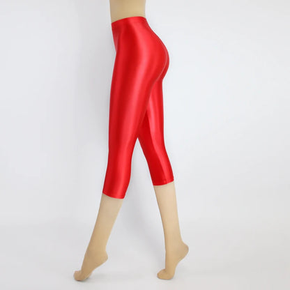 Satin Silky Smooth Women Pants Sexy Tight High Waist Gloss Pants Capris Yoga Sports Joggers Sweatpants Women Pants Bottoms