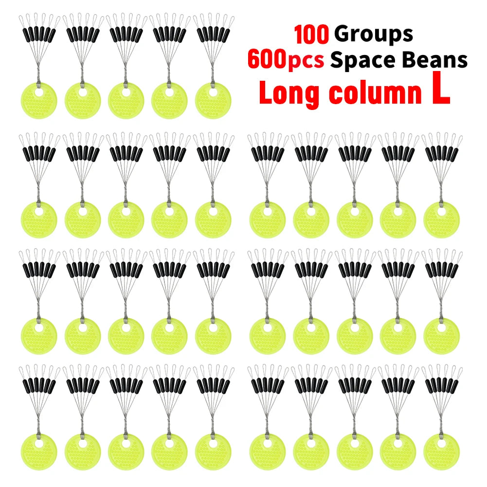 60pcs 10/20 Group Set Rubber Silicon Space Bean Sea Carp Fly Fishing Black Rubber Oval Stopper Fishing Float Fishing Bobber Part