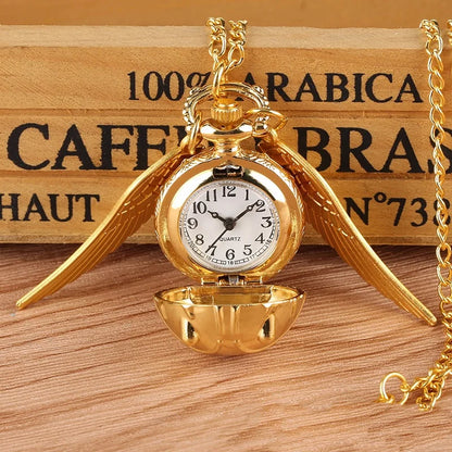 large small Golden Snitch spherical quartz pocket watch fashion sweater angel wing necklace pendant men and women pocket watch