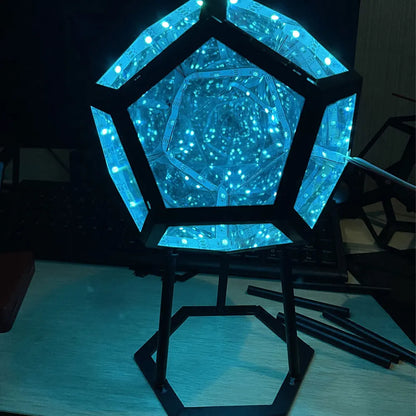 Novelty LED Night Light Creative Cool Space Infinite Dodecahedron LED Night Light Furniture Decoration Atmosphere Lamp