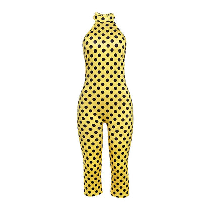 Weird Puss Colorful Print Romper Women Halter Bandage Summer Sexy Hipster Backless Activity Workout Fit Tight Stretch Playsuits