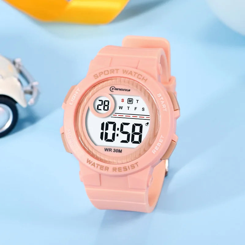OHSEN Kids Sport Watches 30M Waterproof Pink Silicone Electronic Wristwatch Stopwatch Children Digital Watch For Boys Girls